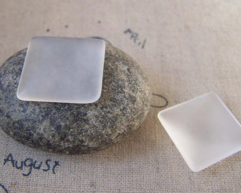 Accessories - 10 Pcs Of Frosted Glass Dome Square Cabochon Cameo 20mm A5445