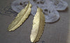 Accessories - 10 Pcs Of Gold Color Brass Feather  12x53mm A3109