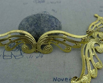 Accessories - 10 Pcs Of Gold Color Filigree Wing Embellishments 27x98mm A3958
