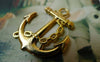 Accessories - 10 Pcs Of Gold Color Lovely Anchor Charms 24x32mm A5608