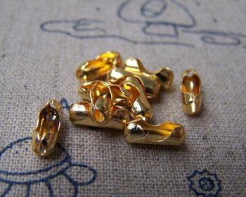 Accessories - 10 Pcs Of Gold Finished Brass Bead Chain Connector Clasps For Bead Chain Sized 2mm-2.4mm A2148