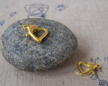 Accessories - 10 Pcs Of Gold Plated Brass Dolphin Heart Lobster Clasps 10x12mm A4589