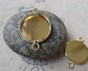 Accessories - 10 Pcs Of Gold Tone Brass Base Settings Connnector Match 16mm Cabochon A6826