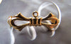 Accessories - 10 Pcs Of Gold Tone Brass Bow Tie Safety Pin Brooch Findings 10x27mm  A3063