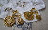 Accessories - 10 Pcs Of Gold Tone Racing Bike Bicycle Charms 24x24mm A938