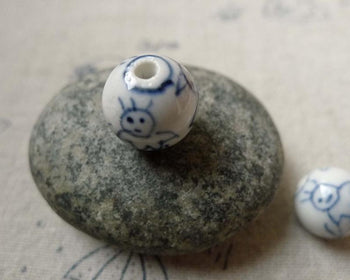 Accessories - 10 Pcs Of Hand Painted Ceramic Beads 12mm A6398