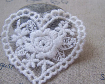 Accessories - 10 Pcs Of Lovely White Filigree Floral Heart Cotton Lace Doily 50x55mm A4840