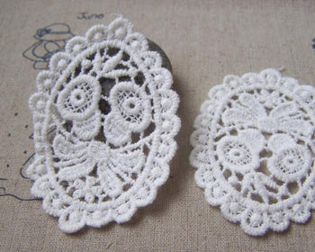 Accessories - 10 Pcs Of Lovely White Filigree Floral Huge Cotton Lace Doily 50x68mm A4907