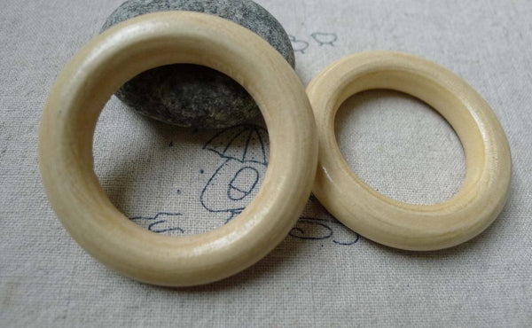 Accessories - 10 Pcs Of Original Wood Color Wooden Rings 50mm A6016