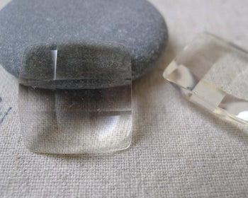 Accessories - 10 Pcs Of Plastic Dome Faceted Square Cameo Cabochon 20mm A7019
