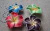 Accessories - 10 Pcs Of Polymer Clay Five Leaf Flower Cabochon Assorted Color  20mm A3618