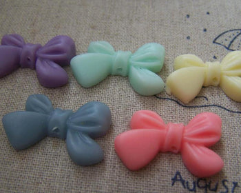 Accessories - 10 Pcs Of Resin Bow Knot Tie Beads Assorted Color 14x23mm A2182