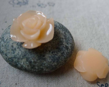 Accessories - 10 Pcs Of Resin Bright Pink Round Flower Cameo 21mm A5481
