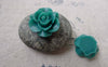 Accessories - 10 Pcs Of Resin Dark Green Round Flower Cameo 21mm A6623
