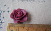 Accessories - 10 Pcs Of Resin Dark Red Round Flower Cameo 21mm A4702