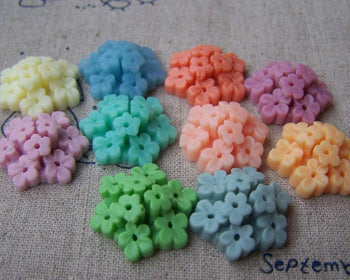 Accessories - 10 Pcs Of Resin Hexagon Flower Cameo Cabochon Assorted Color  20mm A2744