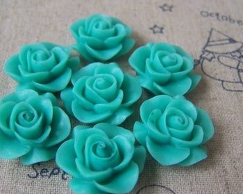 Accessories - 10 Pcs Of Resin Light Green Round Flower Cameo 21mm A4708
