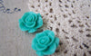 Accessories - 10 Pcs Of Resin Light Green Round Flower Cameo 21mm A4708