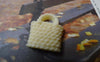 Accessories - 10 Pcs Of Resin Light Yellow Basketweave Handbag Cameo Size 16x18mm A5693