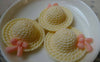 Accessories - 10 Pcs Of Resin Light Yellow Bow Summer Hat Cameo Size 34x38mm  A5617