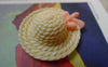 Accessories - 10 Pcs Of Resin Light Yellow Bow Summer Hat Cameo Size 34x38mm  A5617