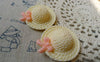 Accessories - 10 Pcs Of Resin Light Yellow Bow Summer Hat Cameo Size 34x38mm  A5617