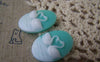 Accessories - 10 Pcs Of Resin Oval White Swan On Blue Cameo 18x25mm A4661