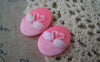Accessories - 10 Pcs Of Resin Oval White Swan On Pink Cameo 18x25mm A4660