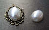 Accessories - 10 Pcs Of Resin Pearl White Oval Cameo Cabochons 13x18mm A3627