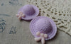 Accessories - 10 Pcs Of Resin Purple Bow Summer Hat Cameo Size 34x38mm A5678
