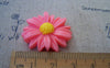 Accessories - 10 Pcs Of Resin Round Daisy Flower Cameo Cabochon Assorted Color 27mm A2453