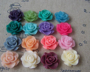 Accessories - 10 Pcs Of Resin Round Flower Cameo 21mm Mixed Color A4711