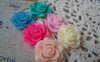 Accessories - 10 Pcs Of Resin Round Flower Cameo 21mm Mixed Color A4711
