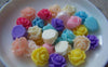 Accessories - 10 Pcs Of Resin Round Flower Cameo Cabochon Assorted Color 12mm A3979