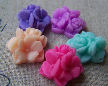 Accessories - 10 Pcs Of Resin Star Flower Cameo Cabochon Assorted Color 15mm  A3612