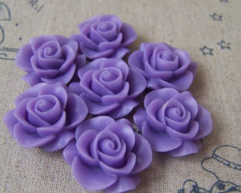 Accessories - 10 Pcs Of Resin Vintage Light Purple Round Flower Cameo 21mm A4697