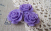 Accessories - 10 Pcs Of Resin Vintage Light Purple Round Flower Cameo 21mm A4697