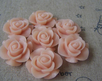 Accessories - 10 Pcs Of Resin Vintage Pink Round Flower Cameo 21mm A4703