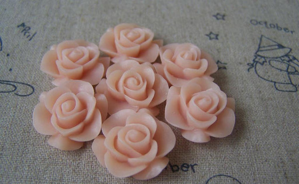 Accessories - 10 Pcs Of Resin Vintage Pink Round Flower Cameo 21mm A4703