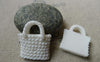 Accessories - 10 Pcs Of Resin White Basketweave Handbag Cameo Size 23x26mm A5697