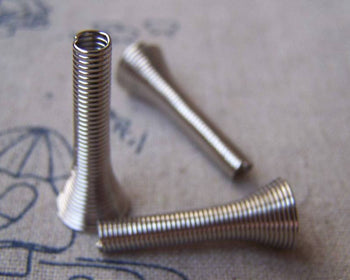 Accessories - 10 Pcs Of Silvery Gray Nickel Tone Spring Wire Coil Bead Caps 10x25mm A1947