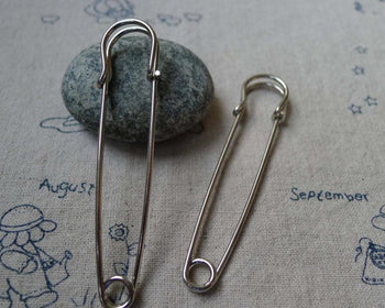 Accessories - 10 Pcs Of Silvery Gray Nickel Tone Steel Safety Pins Brooch 15x70mm A5521