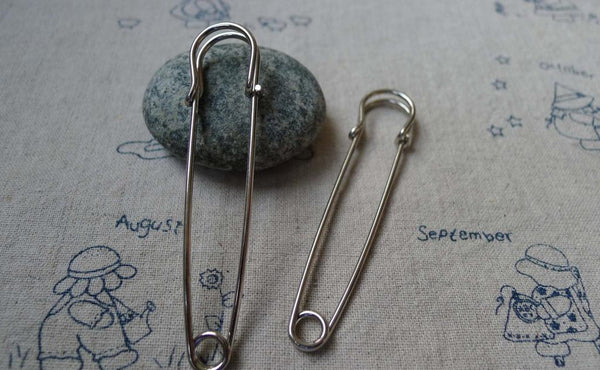 Accessories - 10 Pcs Of Silvery Gray Nickel Tone Steel Safety Pins Brooch 15x70mm A5521