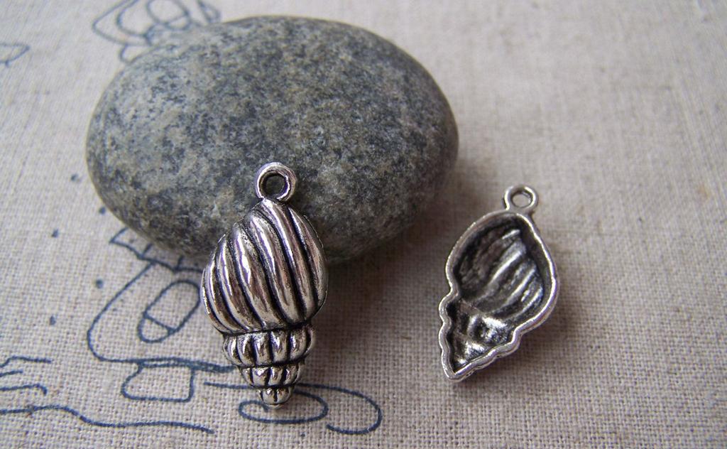 Accessories - 10 Pcs Of Tibetan Silver Antique Silver Conch Sea Snail Charms 13x21mm A1219