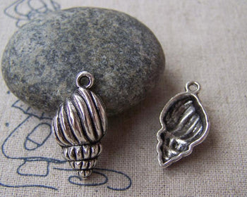 Accessories - 10 Pcs Of Tibetan Silver Antique Silver Conch Sea Snail Charms 13x21mm A1219