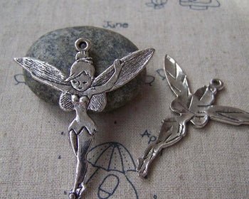 Accessories - 10 Pcs Of Tibetan Silver Antique Silver Fairy Pendants Charms 46x52mm A4450
