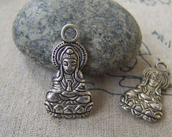 Accessories - 10 Pcs Of Tibetan Silver Antique Silver Goddess Of Mercy Guanyin Buddha Charms 14x26mm Double Sided A2685