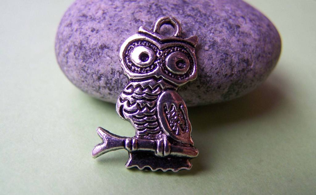 Accessories - 10 Pcs Of Tibetan Silver Antique Silver Lovely Owl Charms 14x19mm A1838