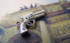 Accessories - 10 Pcs Of Tibetan Silver Antique Silver Revolver Handgun Charms 10x21mm A3101