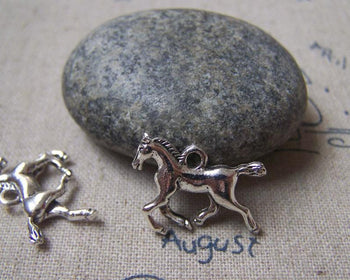 Accessories - 10 Pcs Of Tibetan Silver Antique Silver Running Horse Charms 15x20mm A4759